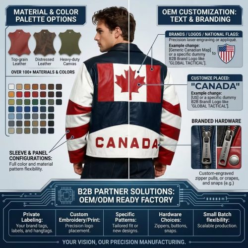 OEM Biker Jacket Manufacturer Custom Men's Vintage CA Flag Applique Embroidery Leather Bomber Jacket