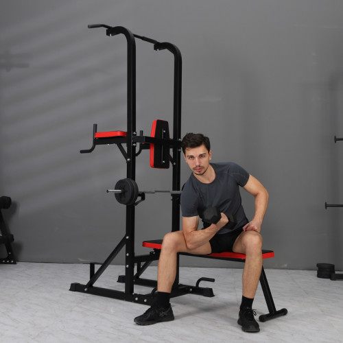 Power Tower Dip Station Pull Up Bar Station con fabricante de banco, gimnasio en casa multifunción