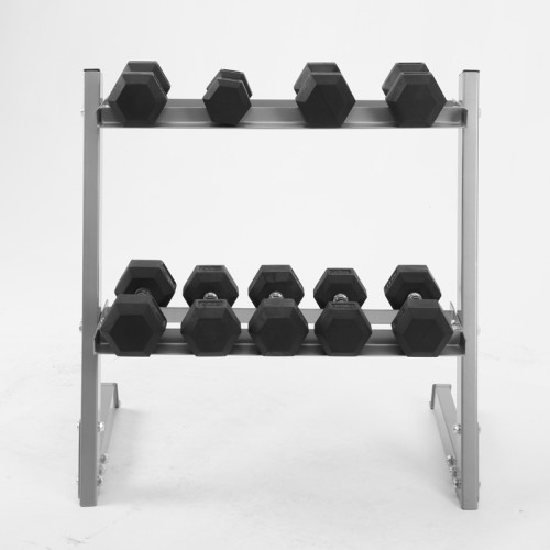 SISTERUNION 2 Tier Dumbbell Rack with Reverse Installation, Weights Plates Kettlebells Weight Sets Stand, Adjustable Dumbbell Holder Storage for Home Gym (Rack Only)