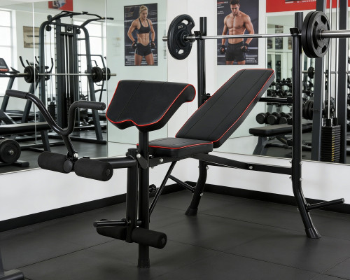 Multifunctional Adjustable Weight Bench with Preacher Curl & Leg Developer for Full-Body Strength Training