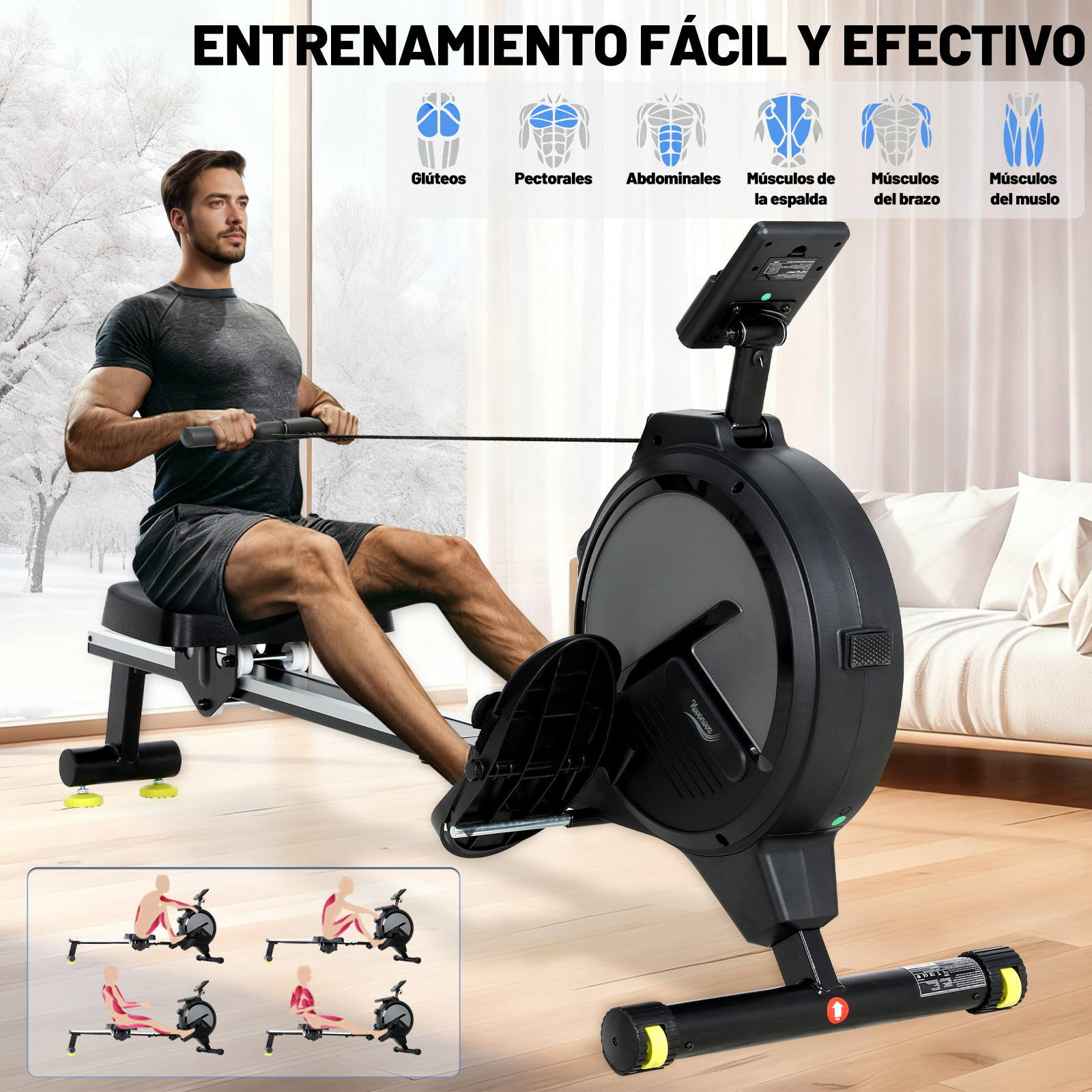 Compact Magnetic Rowing Machine: Full-Body Home Workout, Quiet & Space-Saving