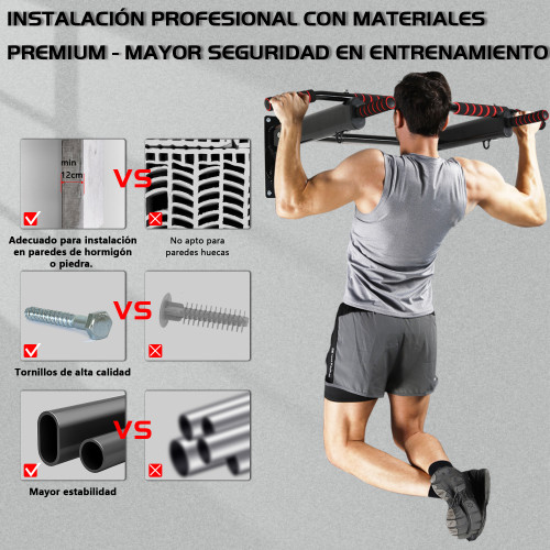 Fixed to the Wall Horizontal Steel Home Indoor Gym Pull-Up Bar