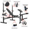 Height adjustable body exercise weight bench home gym