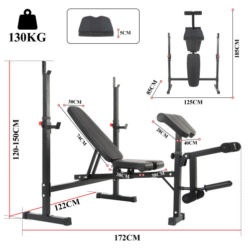 Height adjustable body exercise weight bench home gym