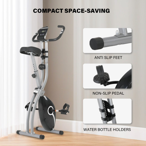 Home Use Magnetic Folding Bike Exercise Stationary Bike Low Weight Steel LCD Display Portable