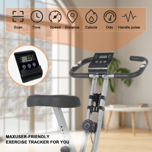 Home Use Magnetic Folding Bike Exercise Stationary Bike Low Weight Steel LCD Display Portable
