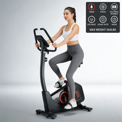 Home Use Portable Upright Exercise Bike with Magnetic Resistance Belt Drive