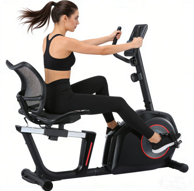 Manual Magnetic Recumbent Exercise Bike with 8 Levels of Resistance 3KG Flywheel