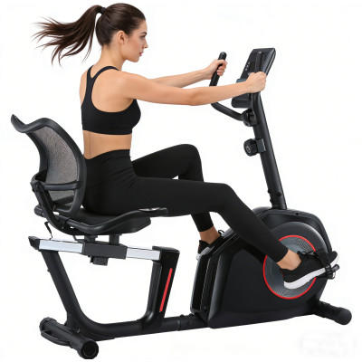 Manual Magnetic Recumbent Exercise Bike with 8 Levels of Resistance 3KG Flywheel