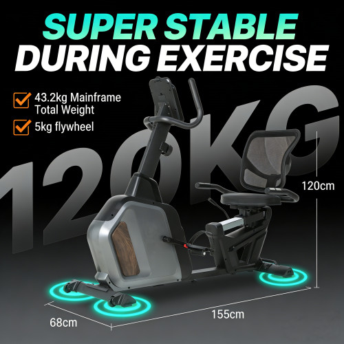 Heavy Duty Magnetic Adjustable Resistance Ergonomic Recumbent Bike