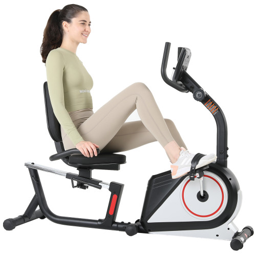 Indoor Home Use Recumbent Exercise Bike with LCD Monitor Steel Frame Unisex