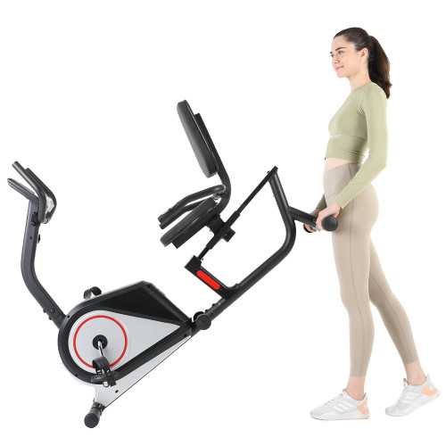 Indoor Home Use Recumbent Exercise Bike with LCD Monitor Steel Frame Unisex