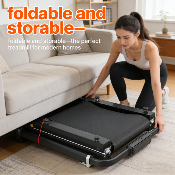 Electric Motorized Foldable Mini Under Desk Treadmill 2.0HP Motor LCD Display 1-8km/h Speed Range
