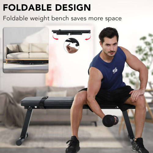 Dumbbell Flat Steel Bench Weight Lifting Foldable Adjustable Portable Bench