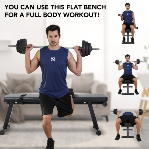 Dumbbell Flat Steel Bench Weight Lifting Foldable Adjustable Portable Bench