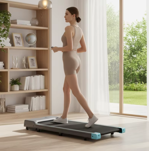 Portable Electric Treadmill with 2.0HP Motor 1-6km/h Speed Home Use Walking Pad Under-Desk Running Machine LED Screen
