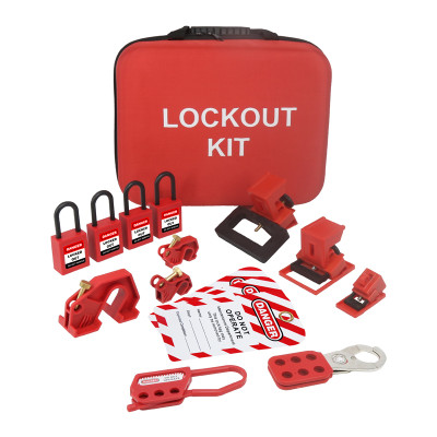 Breaker Lockout Sampler Pouch Kit with 4 Nylon Safety Padlocks | Portable Electrical Lockout Kits | Lita Lock OEM Manufacturing