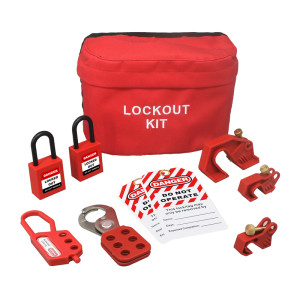 Portable Electrical Lockout Tagout Kit with 3-circuit breaker lockout in Lockout Pouch | China Professional OSHA Lockout Tagout Kit Factory