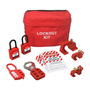Kit de etiquetado y bloqueo eléctrico portátil con bloqueo de disyuntor de 3 circuitos en bolsa de bloqueo | China Professional OSHA Lockout Tagout Kit Factory