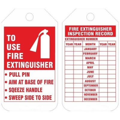 Etiqueta de registro de inspección de extintor de incendios | Etiquetas de inspección de seguridad de PVC personalizadas