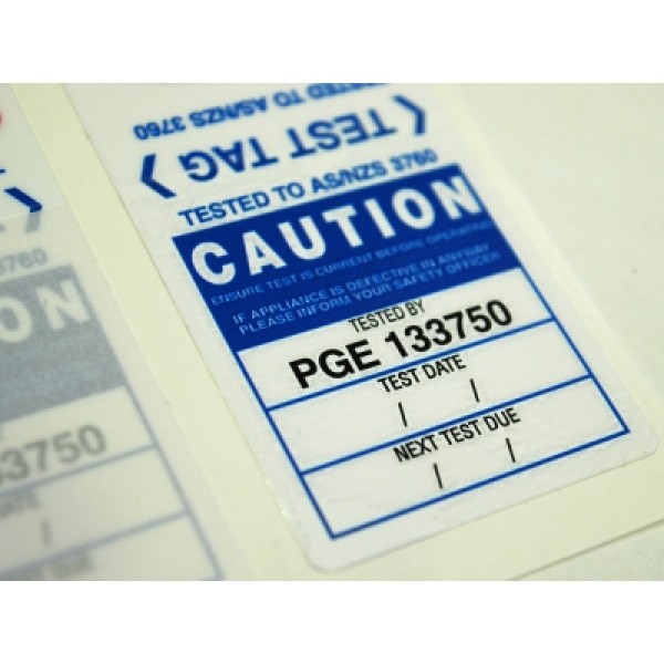 PVC Electrical Test Tags | Custom Made Self-Adhesive Appliance Test Tag | Litalock Manufacturing