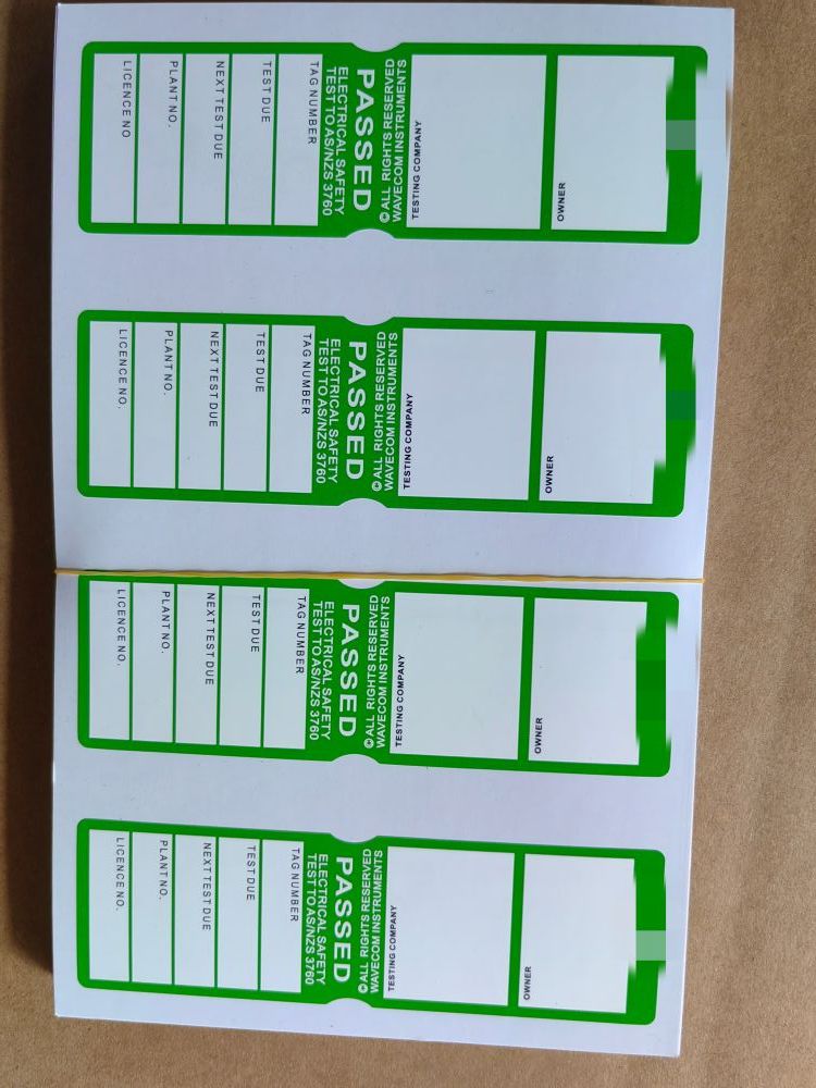 Light Duty Appliance Test Tag
