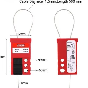 Cable Lockout Cable Dia.1.5mm Length 500mm | OEM Universal Cable Lockout Device with lock