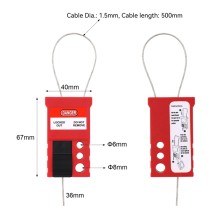 Cable Lockout Cable Dia.1.5mm Length 500mm | OEM Universal Cable Lockout Device with lock