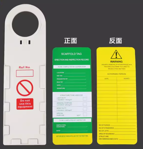 Etiqueta y soporte para andamio