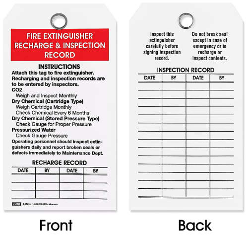 Fire Extinguisher Inspection Record Tag| Customized PVC Safety Inspection  Tags