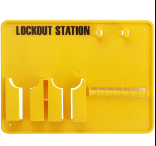 7-Lock Lockout Board | Yellow Acrylic Lockout Tagout Station | Lita OEM ODM Manufacturing