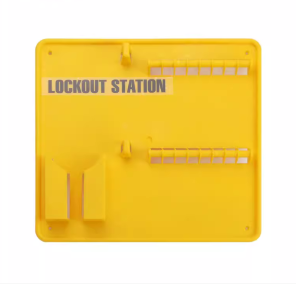 16-Lock Lockout Board | Yellow Acrylic Lockout Tagout Station | Litalock OSHA Compliance