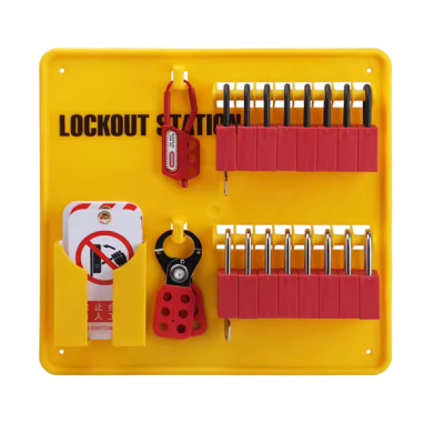 16-Lock Lockout Board | Yellow Acrylic Lockout Tagout Station | Litalock OSHA Compliance
