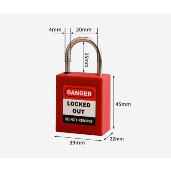 25mm Stainless Steel Shackle Red Color Safety Padlock| Safety Lockout Padlock Wholesale|Lita Lock Manufacturing