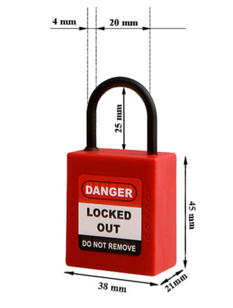 Nylon shackle safety padlocks
