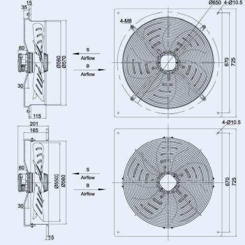 axial fan of draw