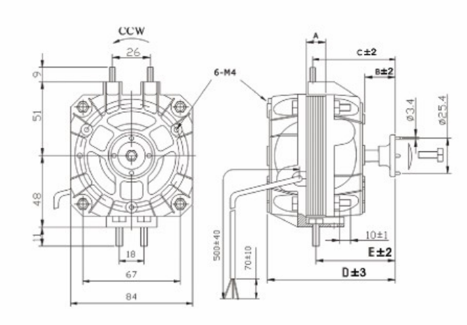 shade pole motor drawing