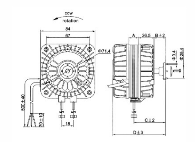 drawing of shade pole motor