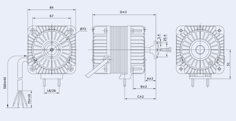 shade pole motor drawing