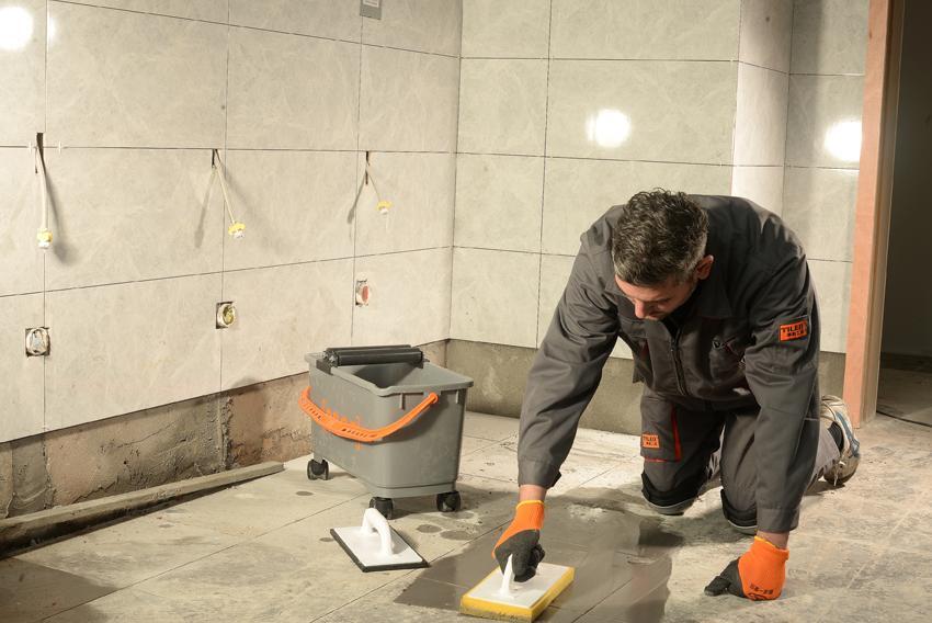 TILER Grout Brush Set and Sponge System for precision tile cleaning