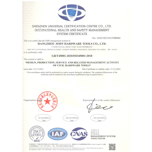 OCCUPATIONAL HEALTH AND SAFETY MANAGEMENT SYSTEM CERTIFICATE