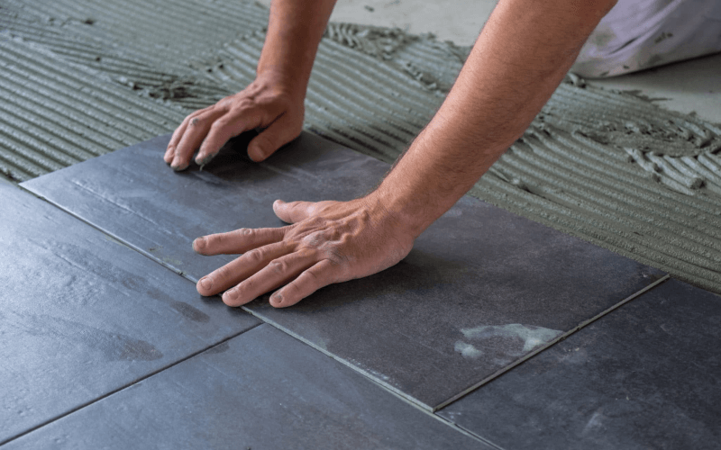 laying tile 