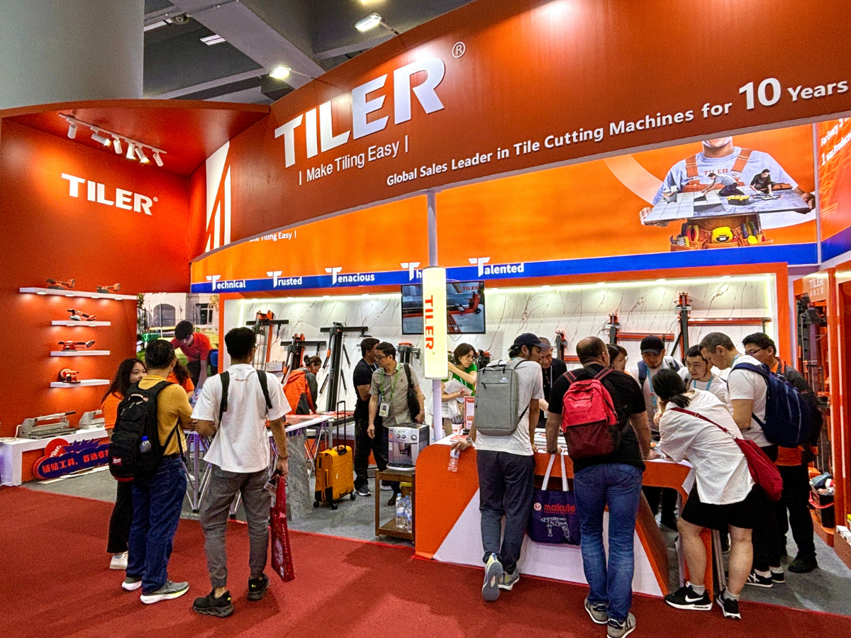 TILER booth with customer interaction