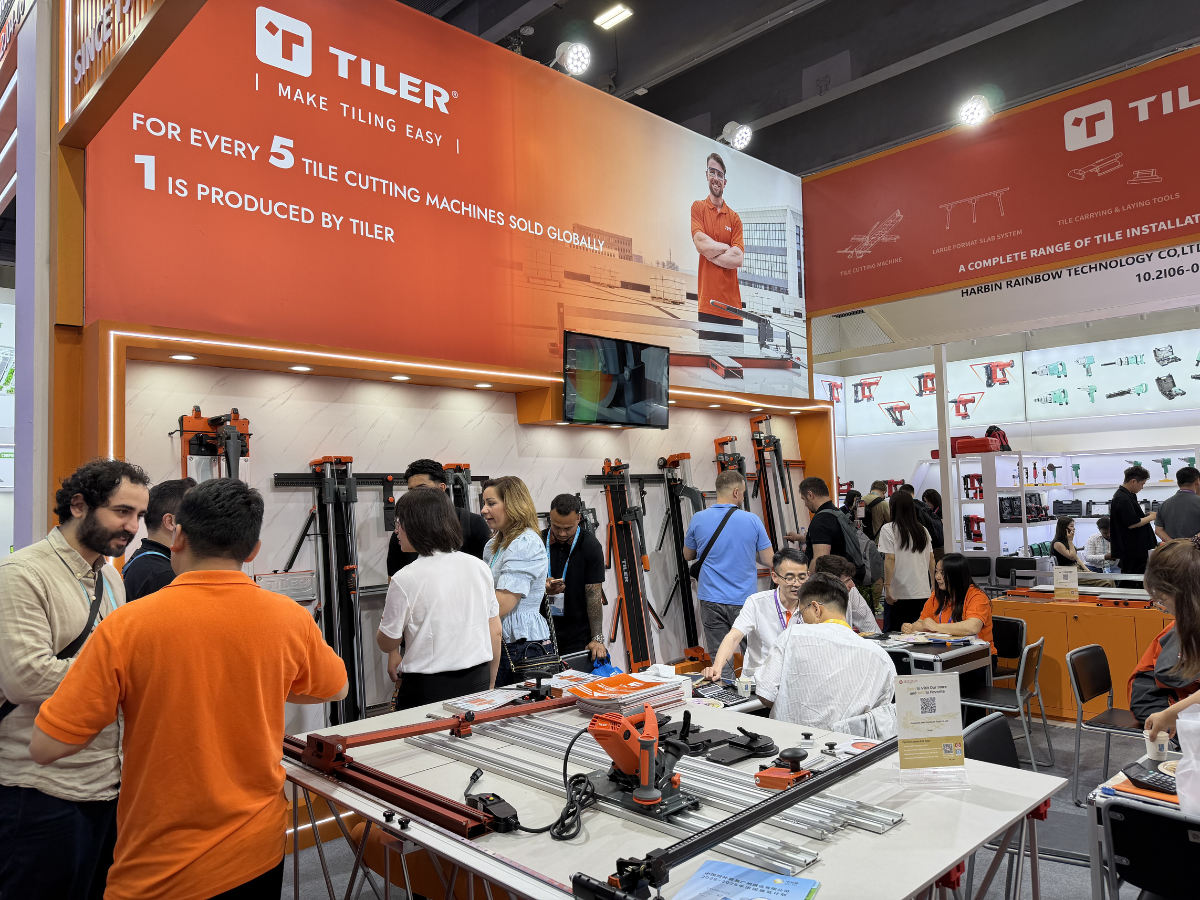 TILER booth with visitors