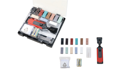 TILER 8512-02 Tile Repairing Tool Set | 11 Colour Wax Blocks with Melting Tool | Repairs Chips, Scratches & Gouges | Wholesale, OEM Available