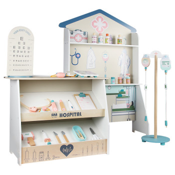 Combine Hospital，Helps children to overcome the fear of seeing a doctor，Prescription, Blood pressure measurement,simulate medical treatment,Role playing,OEM, ODM,26 accessories,Family games, Christmas Birthday Gift for Kids Girls 3 4 5 6 7 Years Old