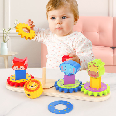 Animal Gear Turntable ,Blocks,  Gear matching,Multiple ways to play ,Gift Set Pretend, Improve Imaginative，OEM, ODM, Christmas Birthday Gift for Kids Girls 3 4 5 6 Years Old