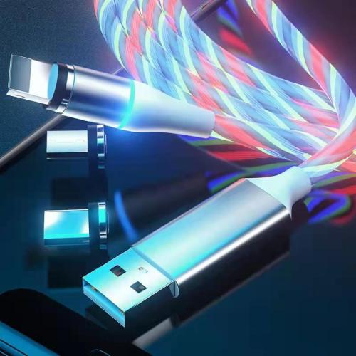 Magnetic data cable three-in-one car luminous fast charge iphone charger cable for OED/ODM also