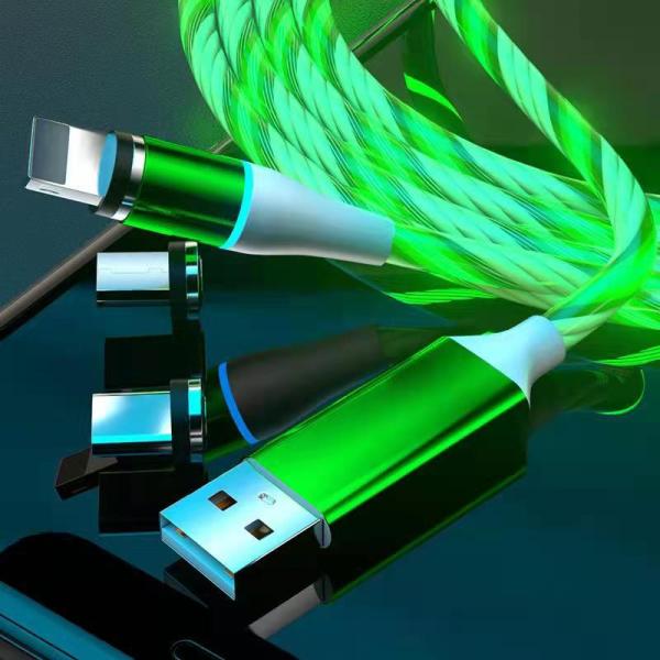 Magnetic data cable three-in-one car luminous fast charge iphone charger cable for OED/ODM also