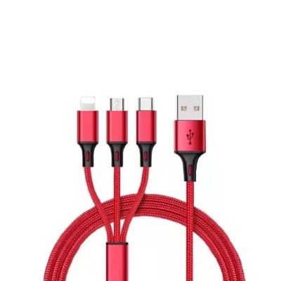 usb charge cable covering Nylon  3in 1 data cable 1.2m usb charge cable logo custom  OED/ODM also
